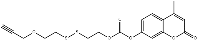 Carbonic acid, 4-methyl-2-oxo-2H-1-benzopyran-7-yl 2-[[2-(2-propyn-1-yloxy)ethyl]dithio]ethyl ester 化学構造式