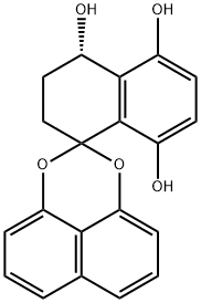 Spiro[naphthalene-1(2H),2'-naphtho[1,8-de][1,3]dioxin]-4,5,8-triol, 3,4-dihydro-, (4S)- Struktur