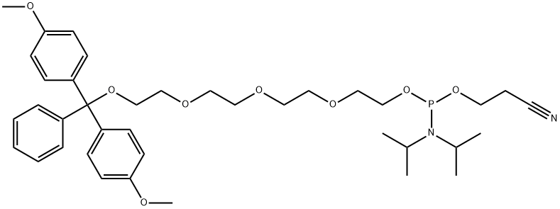 Phosphoramidous acid, N,N-bis(1-methylethyl)-, 13,13-bis(4-methoxyphenyl)-13-phenyl-3,6,9,12-tetraoxatridec-1-yl 2-cyanoethyl ester Structure