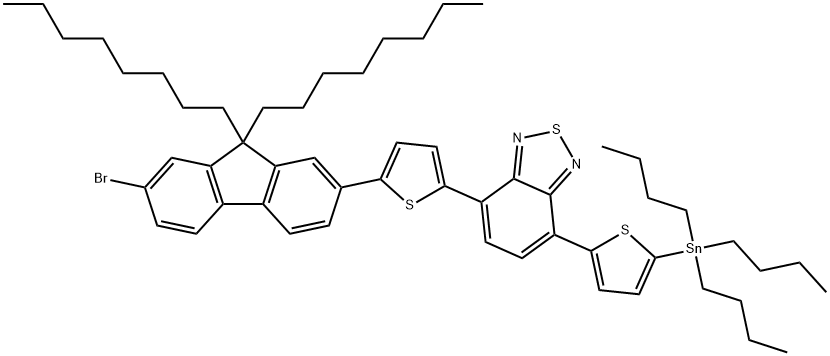 2,1,3-Benzothiadiazole, 4-[5-(7-bromo-9,9-dioctyl-9H-fluoren-2-yl)-2-thienyl]-7-[5-(tributylstannyl)-2-thienyl]- Structure