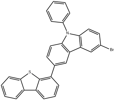 3-bromo-6-(dibenzo[b,d]thiophen-3-yl)-9-phenyl-9H-carbazole 结构式