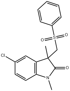 5-氯-1,3-二甲基-3-((苯磺酰基)甲基)吲哚啉-2-酮 结构式