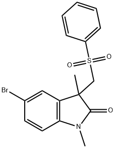 5-溴-1,3-二甲基-3-((苯磺酰基)甲基)吲哚啉-2-酮 结构式