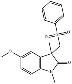 5-methoxy-1, 3-dimethyl-3-((phenylsulfonyl)methyl)indolin-2-one Struktur