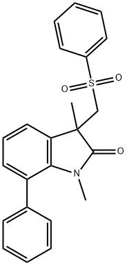 1,3-二甲基-7-苯基-3-((苯磺酰基)甲基)吲哚啉-2-酮 结构式