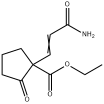 Cyclopentanecarboxylic acid, 1-(3-amino-3-oxo-1-propen-1-yl)-2-oxo-, ethyl ester Struktur