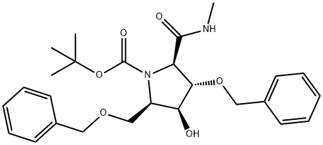 (2R,3S,4S,5R)-3-Hydroxy-5-[(methylamino)carbonyl]-4-(phenylmethoxy)-2-[(phenylmethoxy)methyl]-1-pyrrolidinecarboxylic acid 1,1-dimethylethyl ester Struktur