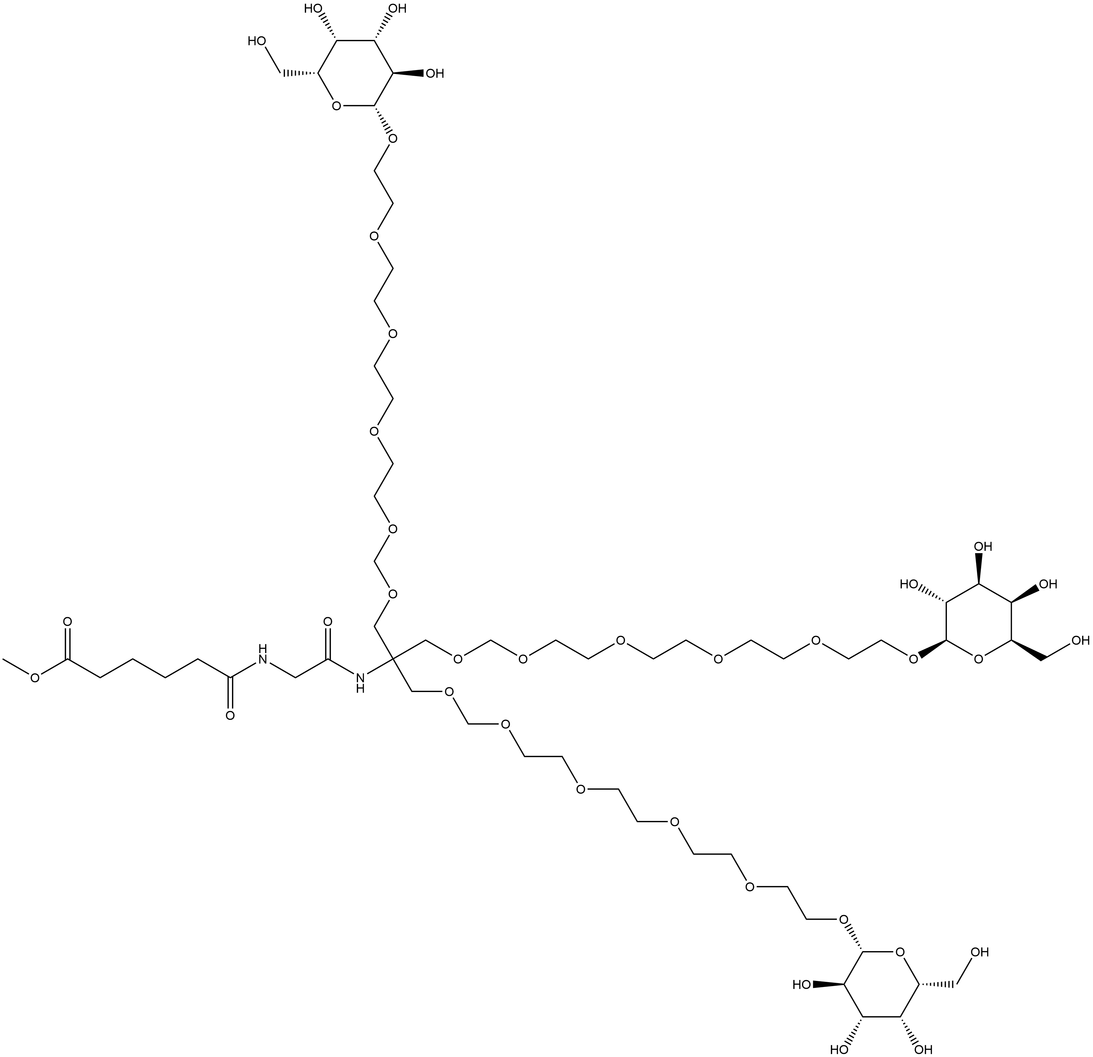 1-(β-D-galactopyranosyloxy)-16,16-bis[15-(β-D-galactopyranosyloxy)-2,4,7,10,13-pentaoxapentadec-1-yl]-18,21-dioxo-3,6,9,12,14-Pentaoxa-17,20-diazahexacosan-26-oic acid methyl ester Structure