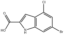 6-溴-4-氯吲哚-2-甲酸 结构式