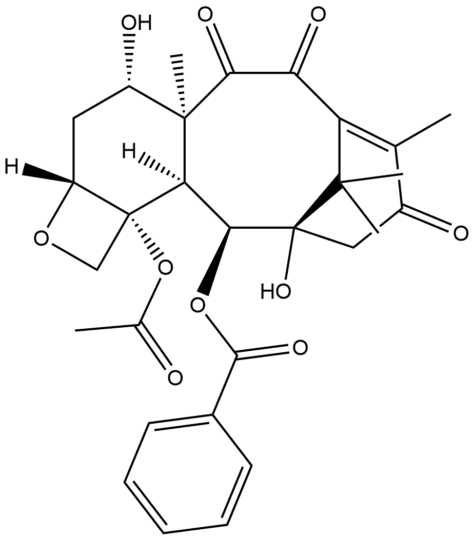 7,11-Methano-1H-cyclodeca[3,4]benz[1,2-b]oxete-5,6,9(3H)-trione, 12b-(acetyloxy)-12-(benzoyloxy)-2a,4,4a,10,11,12,12a,12b-octahydro-4,11-dihydroxy-4a,8,13,13-tetramethyl-, [2aR-(2aα,4β,4aβ,11α,12α,12aα,12bα)]- (9CI) Struktur