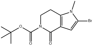 5H-Pyrrolo[3,2-c]pyridine-5-carboxylic acid, 2-bromo-1,4,6,7-tetrahydro-1-methyl-4-oxo-, 1,1-dimethylethyl ester Structure