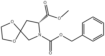 1,4-Dioxa-7-azaspiro[4.4]nonane-7,8-dicarboxylic acid, 8-methyl 7-(phenylmethyl) ester, (8R)- 结构式