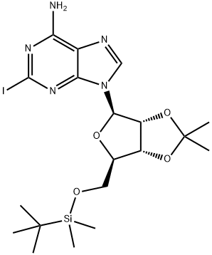 Adenosine, 5'-O-[(1,1-dimethylethyl)dimethylsilyl]-2-iodo-2',3'-O-(1-methylethylidene)- Structure