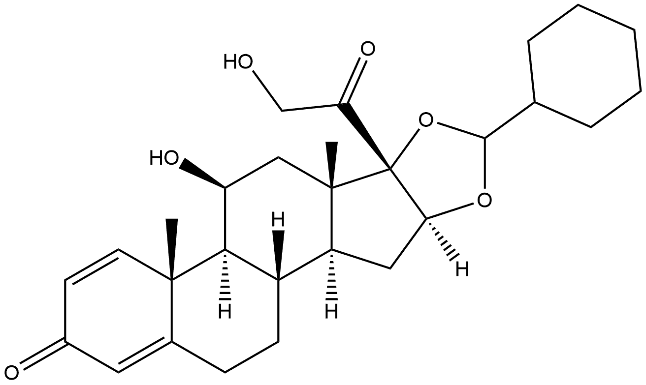 Pregna-1,4-diene-3,20-dione, 16,17-[[(S)-cyclohexylmethylene]bis(oxy)]-11,21-dihydroxy-, (11β,16α)- Structure