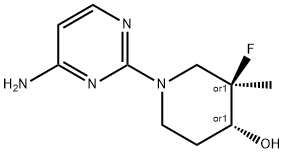 4-Piperidinol, 1-(4-amino-2-pyrimidinyl)-3-fluoro-3-methyl-, (3R,4R)-rel- Struktur