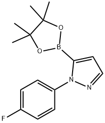 1H-Pyrazole, 1-(4-fluorophenyl)-5-(4,4,5,5-tetramethyl-1,3,2-dioxaborolan-2-yl)- 结构式