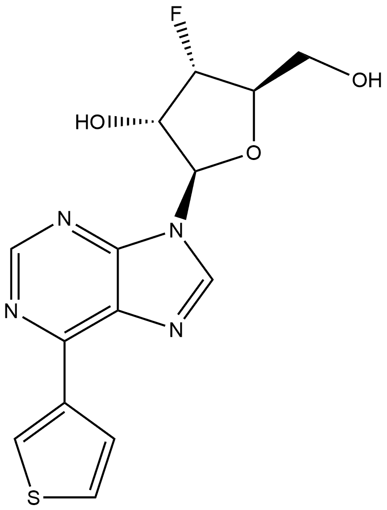 9-(3-Deoxy-3-fluoro-β-D-ribofuranosyl)-6-(thiophen-3-yl)purine Struktur