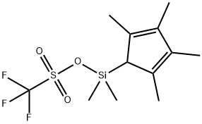Methanesulfonic acid, 1,1,1-trifluoro-, dimethyl(2,3,4,5-tetramethyl-2,4-cyclopentadien-1-yl)silyl ester Structure