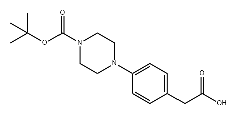 1-Piperazinecarboxylic acid, 4-[4-(carboxymethyl)phenyl]-, 1-(1,1-dimethylethyl) ester Structure