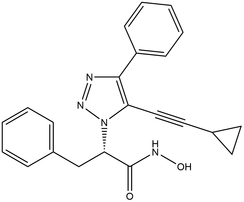 1H-1,2,3-Triazole-1-acetamide, 5-(2-cyclopropylethynyl)-N-hydroxy-4-phenyl-α-(phenylmethyl)-, (αS)-|1H-1,2,3-Triazole-1-acetamide, 5-(2-cyclopropylethynyl)-N-hydroxy-4-phenyl-伪-(phenylmethyl)-, (伪S)-