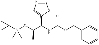 Benzyl ((1S,2R)-2-((tert-butyldimethylsilyl)oxy)-1-(1,3,4-oxadiazol-2-yl)propyl)carbamate Structure