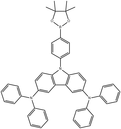 N3,N3,N6,N6-四苯基-9-(4-(4,4,5,5-四甲基-1,3,2-二氧杂硼烷-2-基)苯基)-9H-咔唑-3,6-二胺 结构式