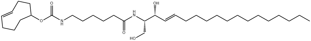 (E)-环辛基-4-烯-1-基(6-((2S,3 R,E)-1,3-二羟基十八烷-4-烯-2-基)氨基)-6-氧己基)氨基甲酸酯, 1628040-31-2, 结构式