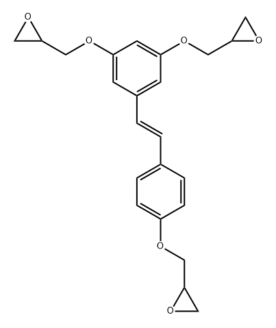 2-[[4-[(E)-2-[3,5-双(环氧乙烷-2-基甲氧基)苯基]乙烯基]苯氧基]甲基]环氧乙烷, 1628749-20-1, 结构式