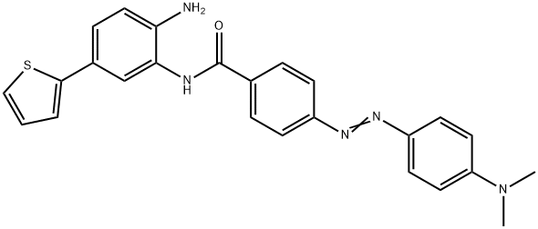 Benzamide, N-[2-amino-5-(2-thienyl)phenyl]-4-[2-[4-(dimethylamino)phenyl]diazenyl]- Struktur