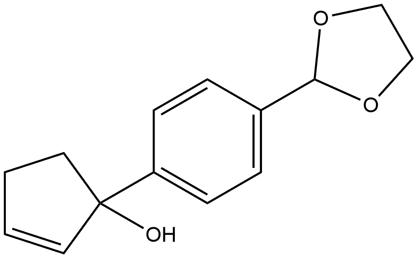1-[4-(1,3-Dioxolan-2-yl)phenyl]-2-cyclopenten-1-ol 结构式