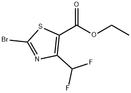 2-溴-4-(二氟甲基)噻唑-5-羧酸乙酯,1631960-99-0,结构式