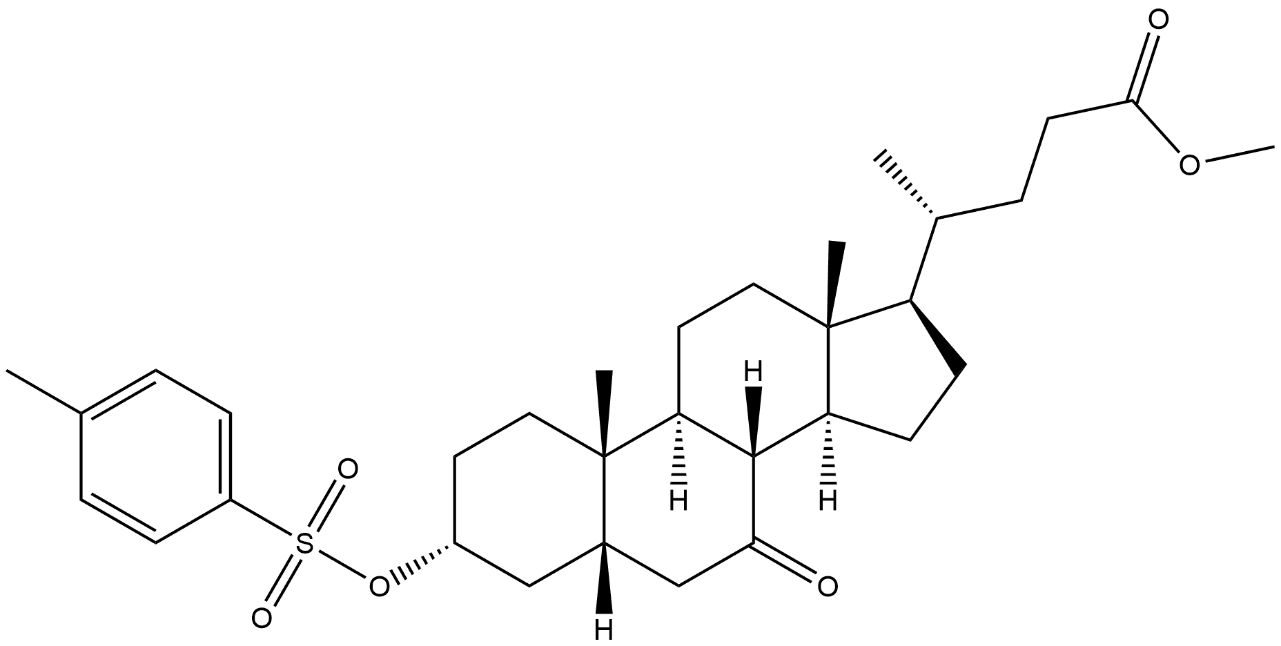 Cholan-24-oic acid, 3-[[(4-methylphenyl)sulfonyl]oxy]-7-oxo-, methyl ester, (3α,5β)- Structure