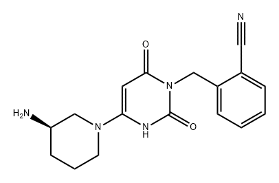 Benzonitrile, 2-[[4-[(3R)-3-amino-1-piperidinyl]-3,6-dihydro-2,6-dioxo-1(2H)-pyrimidinyl]methyl]- Structure