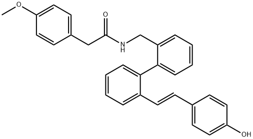 Benzeneacetamide, N-[[2'-[(1E)-2-(4-hydroxyphenyl)ethenyl][1,1'-biphenyl]-2-yl]methyl]-4-methoxy- Structure