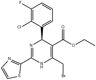 (R)-6-(溴甲基)-4-(2-氯-3-氟苯基)-2-(噻唑-2-基)-1,4-二氢嘧啶-5-羧酸乙酯, 1638652-90-0, 结构式