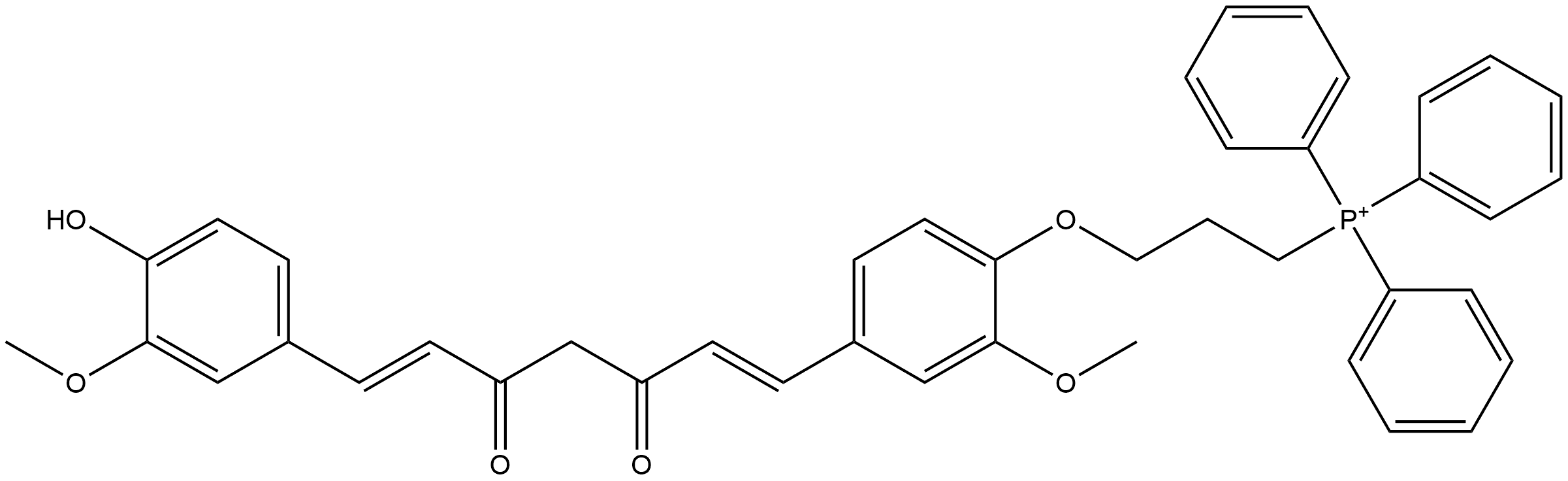 Phosphonium, [3-[4-[(1E,6E)-7-(4-hydroxy-3-methoxyphenyl)-3,5-dioxo-1,6-heptadien-1-yl]-2-methoxyphenoxy]propyl]triphenyl- (ACI) Structure