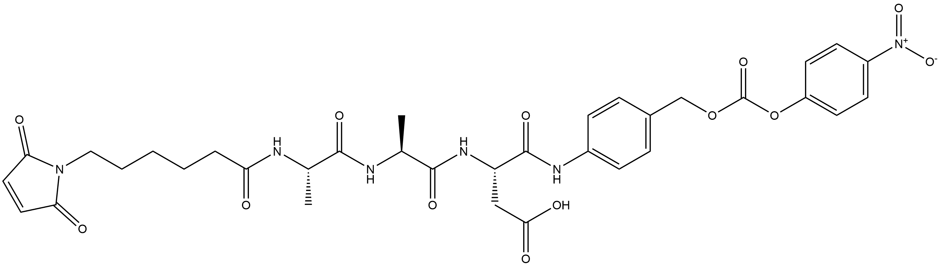L-Aspartamide, N-[6-(2,5-dihydro-2,5-dioxo-1H-pyrrol-1-yl)-1-oxohexyl]-L-alanyl-L-alanyl-N1-[4-[[[(4-nitrophenoxy)carbonyl]oxy]methyl]phenyl]- Structure