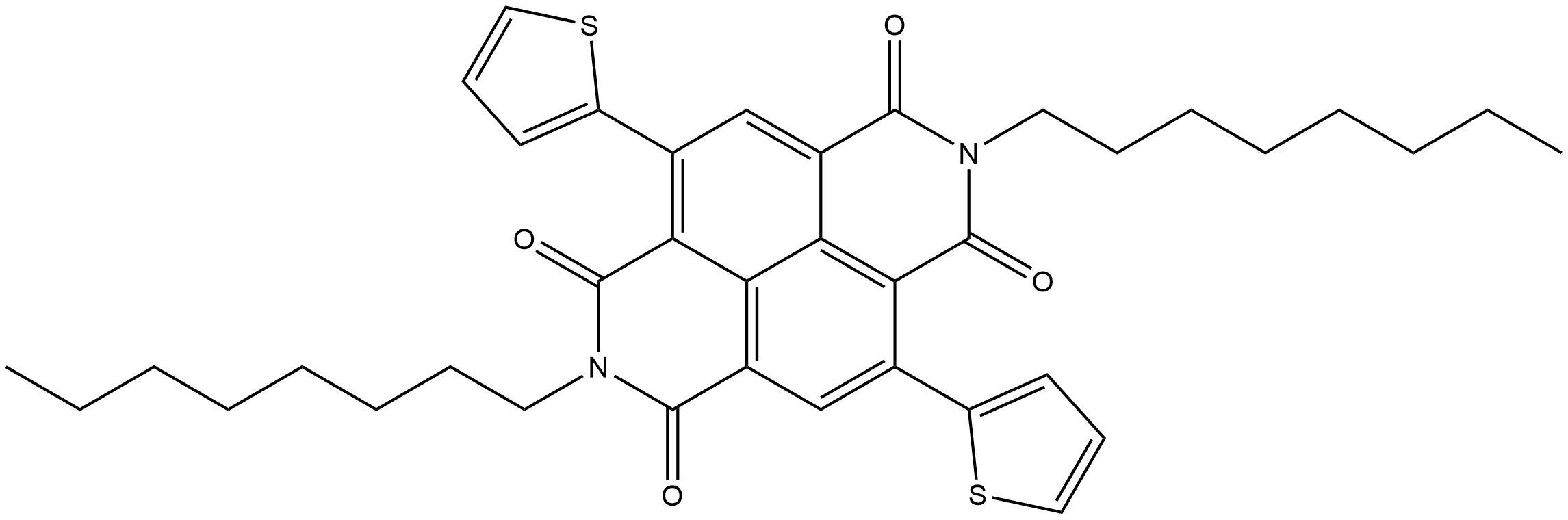 2,7-dioctyl-4,9-di(thiophen-2-yl)benzo[lmn][3,8]phenanthroline-1,3,6,8(2H,7H)-tetraone Structure