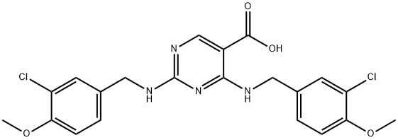 2,4-双((3-氯-4-甲氧基苄基)氨基)嘧啶-5-羧酸 结构式