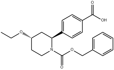1-Piperidinecarboxylic acid, 2-(4-carboxyphenyl)-4-ethoxy-, 1-(phenylmethyl) ester, (2S,4S)- Structure