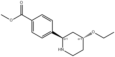 Benzoic acid, 4-[(2R,4R)-4-ethoxy-2-piperidinyl]-, methyl ester, rel- Struktur