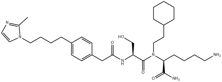 L-Lysinamide, N-[2-[4-[4-(2-methyl-1H-imidazol-1-yl)butyl]phenyl]acetyl]-L-seryl-N-(2-cyclohexylethyl)- Struktur