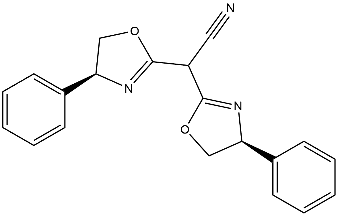 2-Oxazoleacetonitrile, α-[(4S)-4,5-dihydro-4-phenyl-2-oxazolyl]-4,5-dihydro-4-phenyl-, (4S)- 结构式