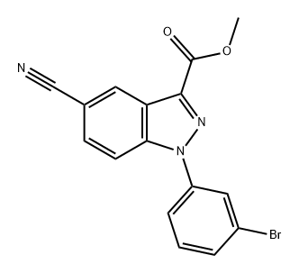 1H-Indazole-3-carboxylic acid, 1-(3-bromophenyl)-5-cyano-, methyl ester Struktur