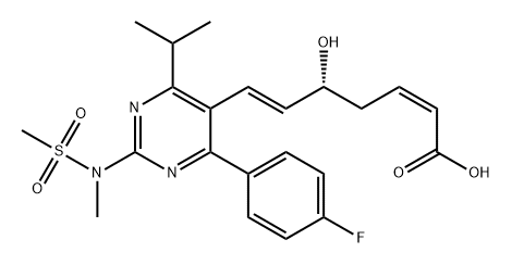 2,6-Heptadienoic acid, 7-[4-(4-fluorophenyl)-6-(1-methylethyl)-2-[methyl(methylsulfonyl)amino]-5-pyrimidinyl]-5-hydroxy-, (2Z,5R,6E)- Struktur