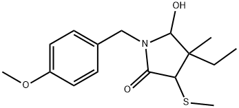 2-Pyrrolidinone, 4-ethyl-5-hydroxy-1-[(4-methoxyphenyl)methyl]-4-methyl-3-(methylthio)- Structure