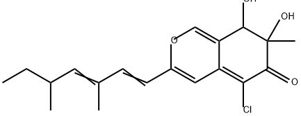6H-2-Benzopyran-6-one, 5-chloro-3-(3,5-dimethyl-1,3-heptadienyl)-7,8-dihydro-7,8-dihydroxy-7-methyl- (9CI) Structure