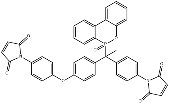 1H-Pyrrole-2,5-dione, 1-[4-[1-[4-[4-(2,5-dihydro-2,5-dioxo-1H-pyrrol-1-yl)phenoxy]phenyl]-1-(6-oxido-6H-dibenz[c,e][1,2]oxaphosphorin-6-yl)ethyl]phenyl]- Struktur