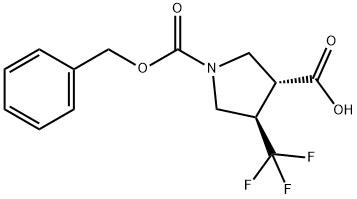 rac-(3R,4R)-1-[(benzyloxy)carbonyl]-4-(trifluorome thyl)pyrrolidine-3-carboxylic acid Structure