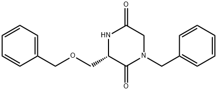 2,5-Piperazinedione, 3-[(phenylmethoxy)methyl]-1-(phenylmethyl)-, (3S)- Struktur